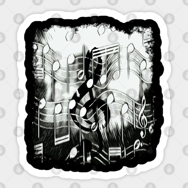 Music Notes and Treble Clef Sticker by Mindseye222